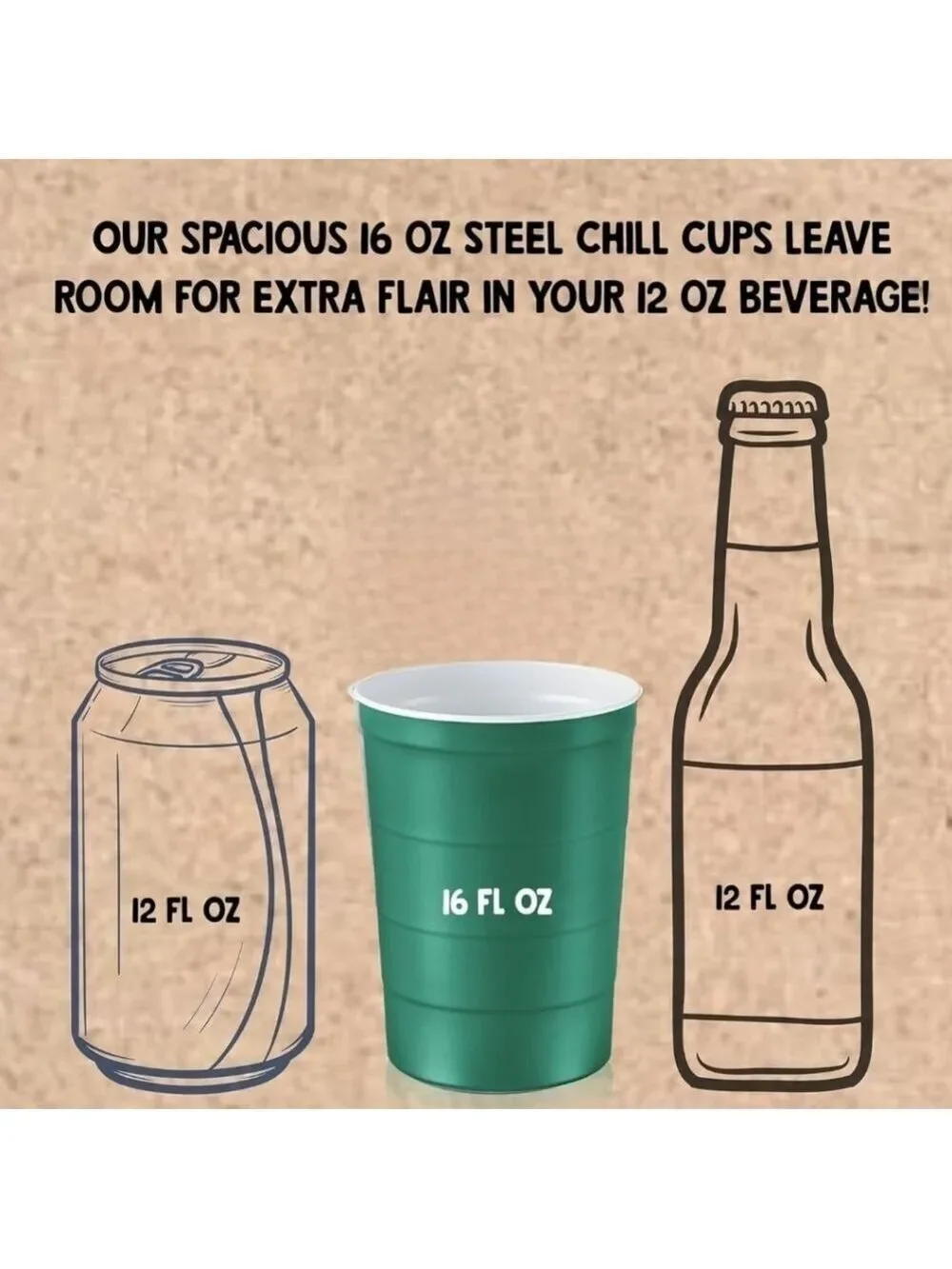 Green Steel Chill Cups Party Cups - Recyclable Made in USA